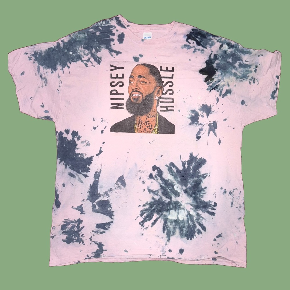 nipsey Hussle Pink and Black tye-die T Shirt
